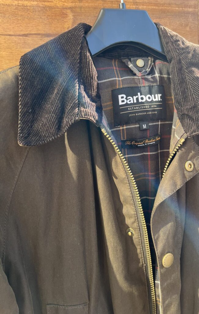 Fløjlskrave og ternet for på Barbour Ashby voksjakke